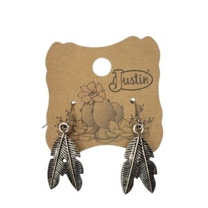 Justin Silver Feather Earrings NWT